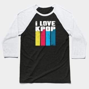 I love K-Pop with distressed color bars Baseball T-Shirt